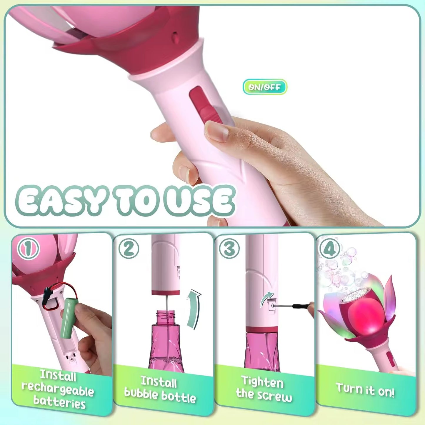 Lotus Light up Automatic Bubble Wands